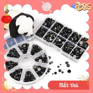 Hộp 760/1000 Mắt Nhựa Tròn Màu Đen Làm Búp Bê, Thú Nhồi Bông