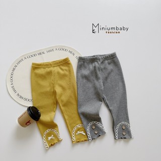 Quần legging bé gái dáng ôm lửng, chất cotton tổ ong mềm mix gấu quần độc đáo, bé 1-6 tuổi Miniumbaby QD2141