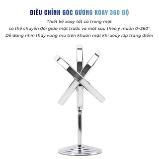 Gương Trang Điểm Inox Cao Cấp Để Bàn 2 Mặt Chắc Chắn Có Phóng To Sang Chảnh