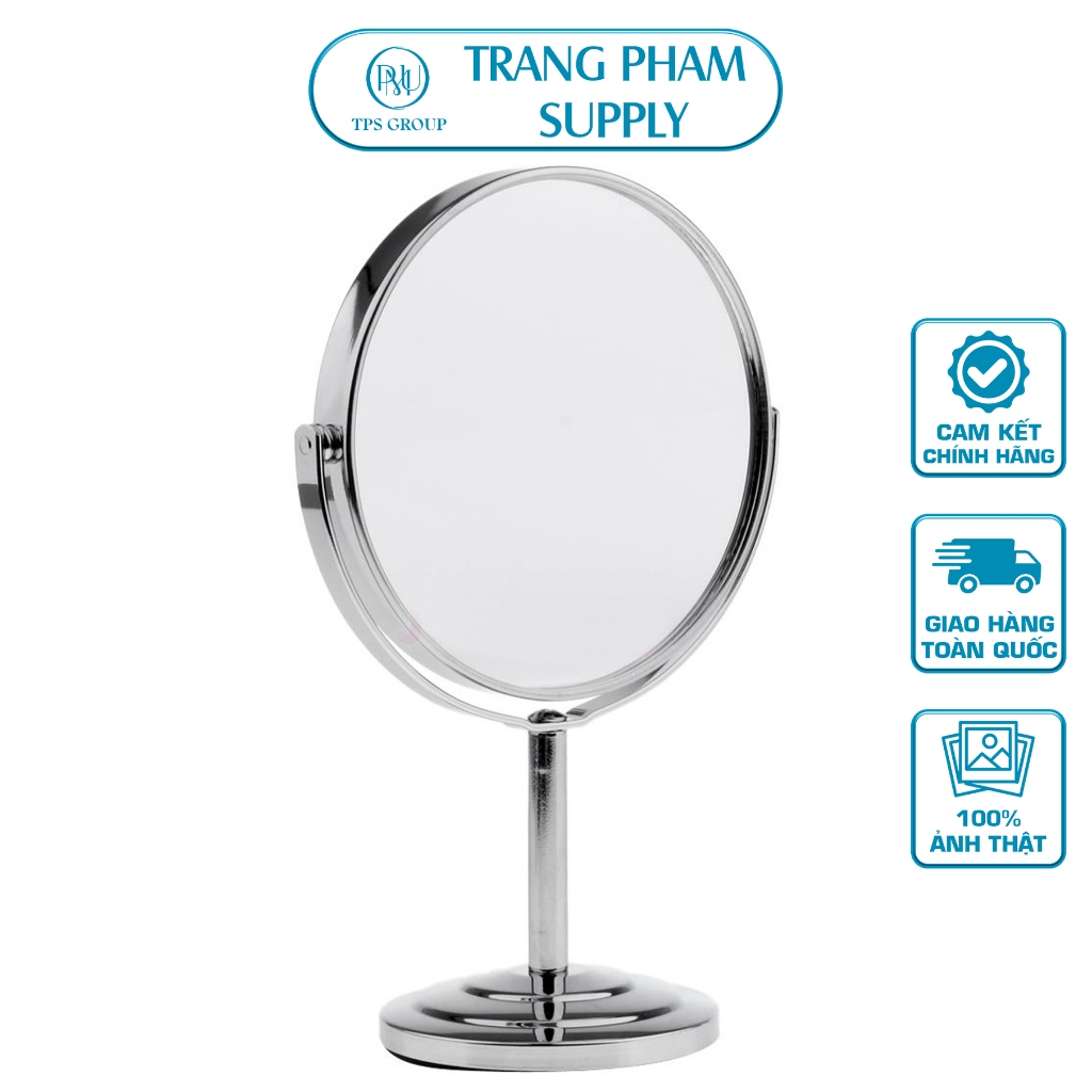 Gương Trang Điểm Inox Cao Cấp Để Bàn 2 Mặt Chắc Chắn Có Phóng To Sang Chảnh
