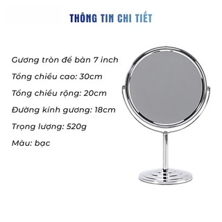 Gương Trang Điểm Inox Cao Cấp Để Bàn 2 Mặt Chắc Chắn Có Phóng To Sang Chảnh