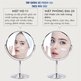 Gương Trang Điểm Inox Cao Cấp Để Bàn 2 Mặt Chắc Chắn Có Phóng To Sang Chảnh