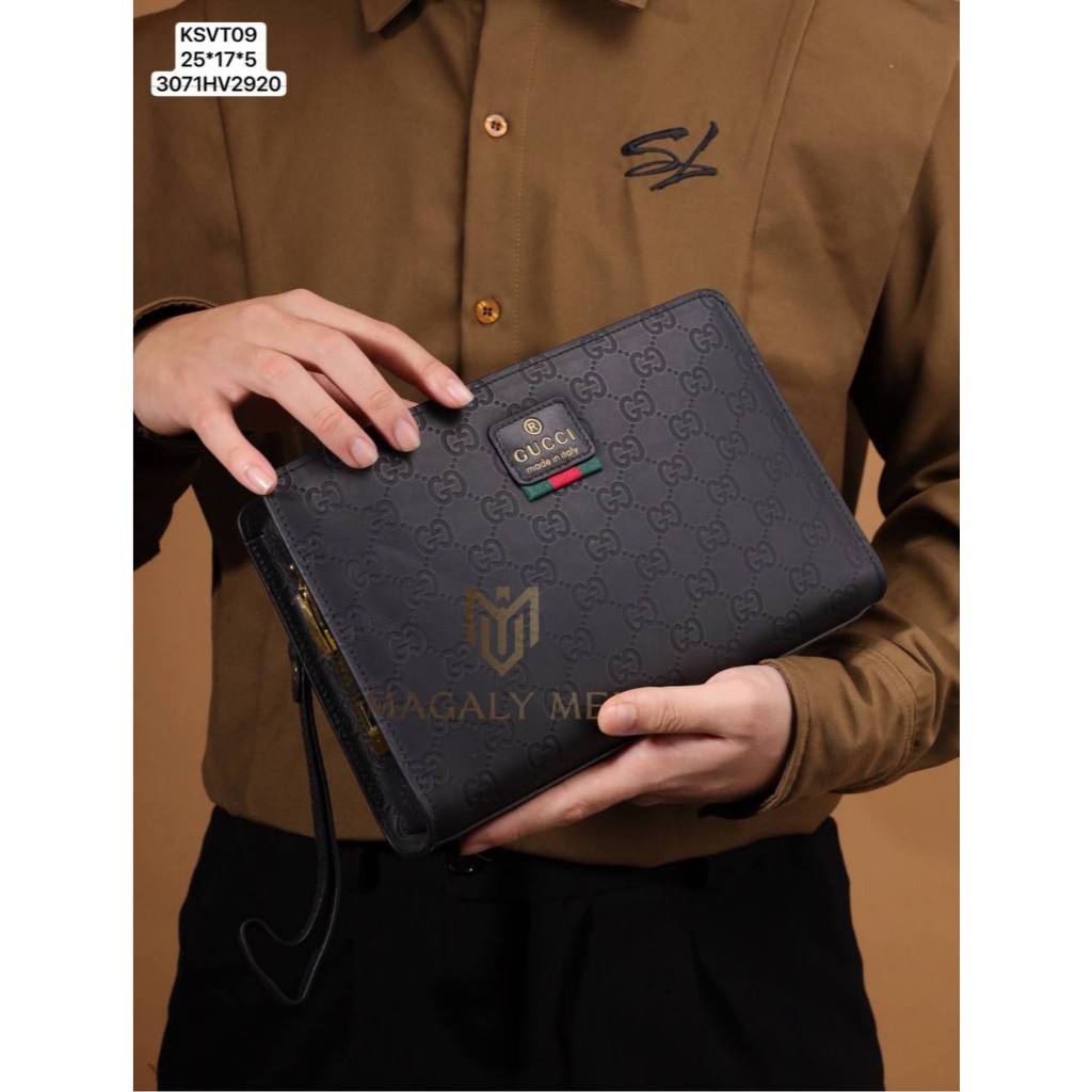 Ví cầm tay khóa vân tay nam da bò cao cấp TT01