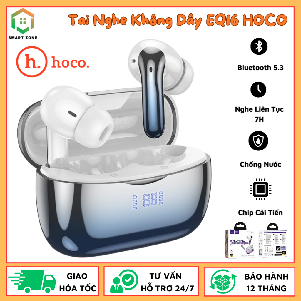 Tai Nghe Không Dây Hoco EQ16, Hỗ Trợ Micro Đàm Thoại, Kết Nối Bluetooth 5.3, Chức Năng Giảm Tiếng Ồn