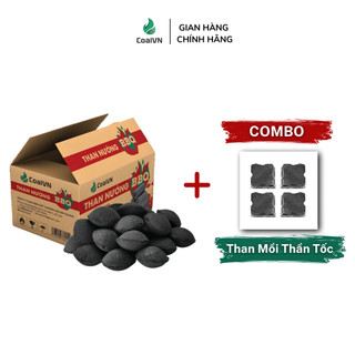  Than Ép Quả Bàng BBQ Không Khói  10KG  Lửa Chắc Nhiệt Độ Cao Nướng Ngon Mọi Lúc + THAN MỒI COALVN 