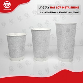 SET 50 cái Ly Giấy Cốc Giấy 2 lớp giấy bạc kim tuyến cao cấp , dùng cho cafe nóng & lạnh, trà sữa...