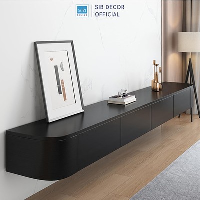 Kệ Tivi Treo Tường Bo Cong Màu Đen Dài 160/180/200/220cm Hiện Đại SIB Decor TV170