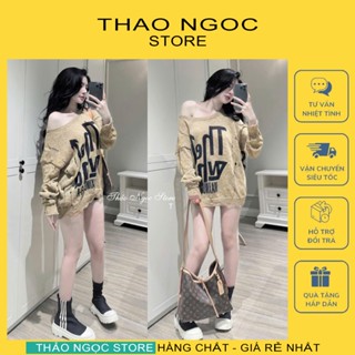 Áo len nữ trễ vai rách line tay dài form rộng giấu quần hàng QC! (có sẵn, hình thật) THẢO NGỌC STORE
