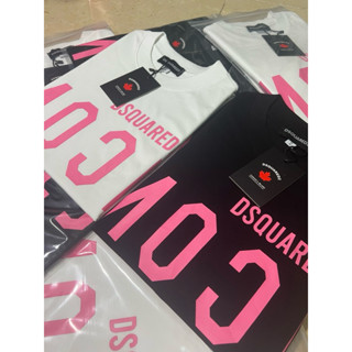 Áo phông DSQ ICON in nổi logo chữ hồng chất vải cotton 100% dày cực xịn