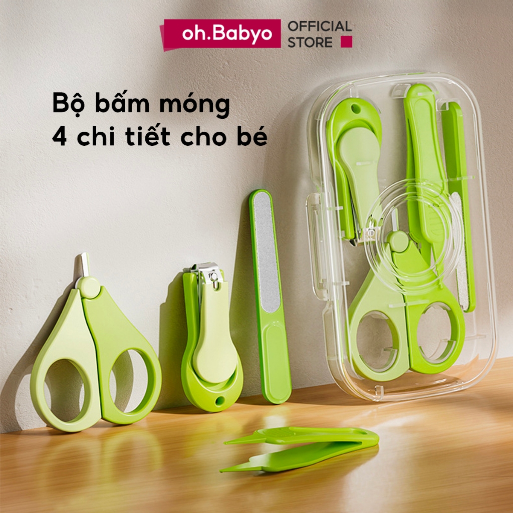 Bộ Bấm Móng Tay Cho Bé Sơ Sinh Dụng Cụ Cắt Móng Tay 4 Chi Tiết Thép Không Gỉ ohBabyo Cao Cấp