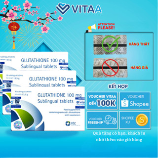 COMBO 3 HỘP Viên Ngậm Trắng Da GLUTATHIONE 100mg SUBLINGUAL TABLETS Nhập Nhẩu Italy