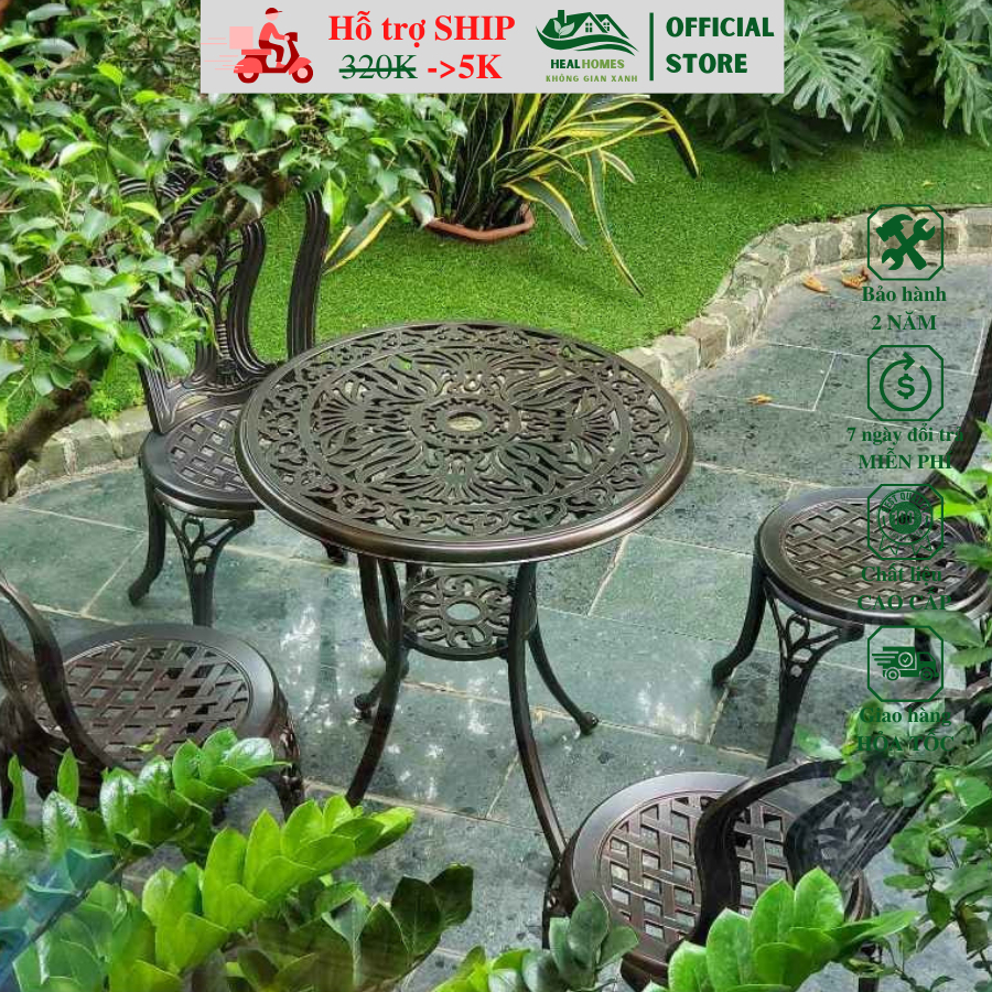Bộ Bàn Ghế Sân Vườn D68-MĐ - HEALHOMES