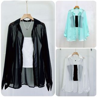 Set bigsize Áo sơ mi Voan Bigsize Nữ kèm áo thun 2 dây phối xinh mặc hè mát mẻ thời trang năng động -SET915