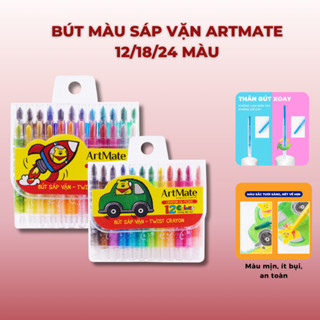 Bút Màu Sáp Vặn Cao Cấp ARTMATE 12/18/24 Chiếc, Bút Sáp Màu Mịn Tươi Sáng, An Toàn Cho Bé Tập Tô CL-TC101/102/103