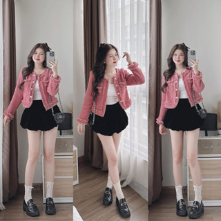 Chân váy ngắn nhung dáng bí xoè bồng 2 lớp fom rộng siêu Hot