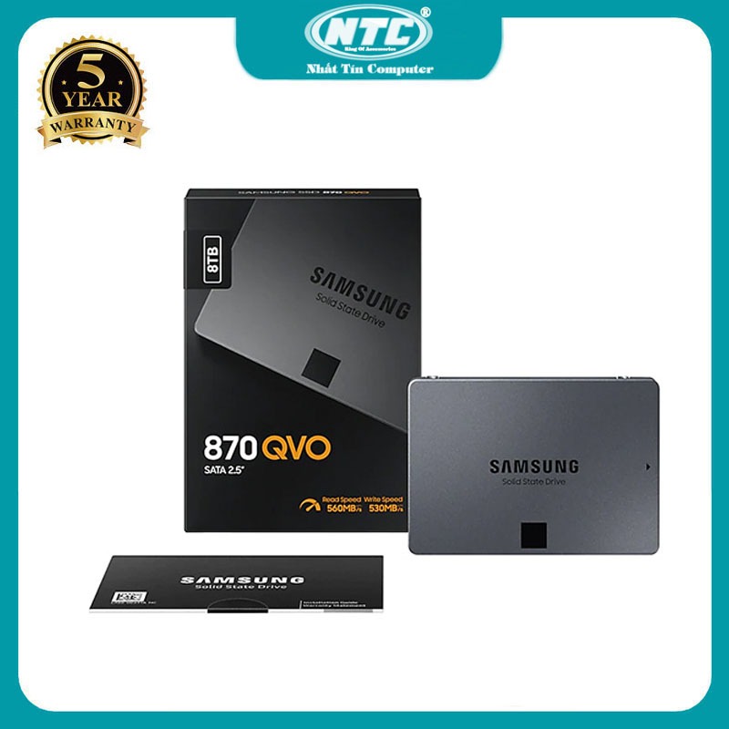 Ổ cứng gắn trong SSD 8TB Samsung 870 QVO 2.5 Inch SATA III R560MB/s W530MB/s (Xám) Nhất Tín Computer