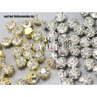  Set 50 -100 hạt đá tròn đế trắng vàng khoen D 3D size nhỏ lớn Cici Handmade hạt đá hạt pha lê hạt cườm hạt trang sức 