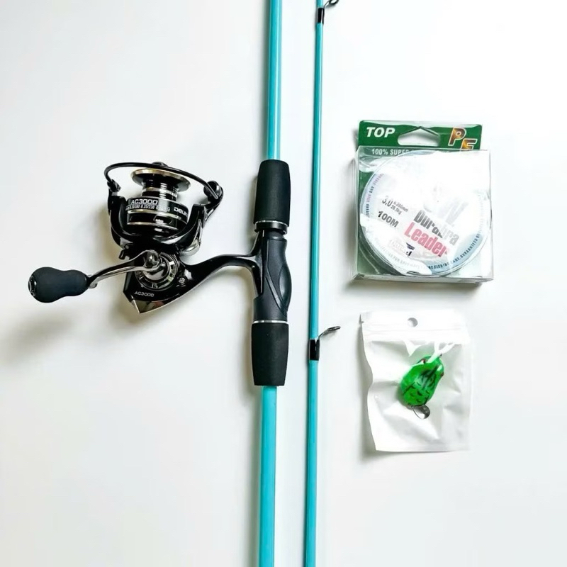 Bộ Combo Cần Câu Lure Sói Xanh Máy Đứng Deukio AC2000 Kèm Phụ Kiện-Combo Cần Câu Giá Rẻ, Học Sinh Đồ