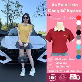 Áo polo nữ  _Lista dệt kim thêu chữ from dáng babytee phù hợp hầu hết các chị em phụ nữ ,Bốn mùa ( Mã 6 )