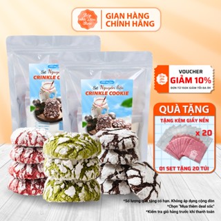Set Làm Bánh Crinkle Cookie Thành Phẩm 20 Chiếc Nguyên Liệu Làm Bánh Quy Tuyết Bếp Nhà Dâu Store