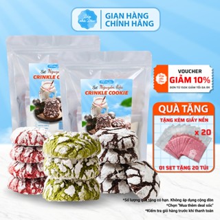 Set Làm Bánh Crinkle Cookie Bếp Nhà Dâu Nguyên Liệu Làm Bánh Quy Tuyết Thơm Ngon Thành Phẩm 20 Chiếc