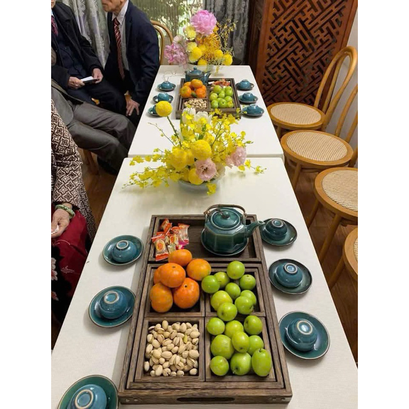 Set 7 Khay gỗ mứt tết , khay trà gỗ