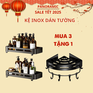 Kệ để đồ nhà tắm dán tường, kệ góc kệ vuông gắn tường bằng nhôm siêu chắc không cần khoan đục PN-KGNT102