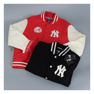 [ CHÍNH HÃNG ] ÁO JACKET BOMBER VARSITY NEW ERA ĐEN MLB phối màu ĐEN ĐỎ - 13556435