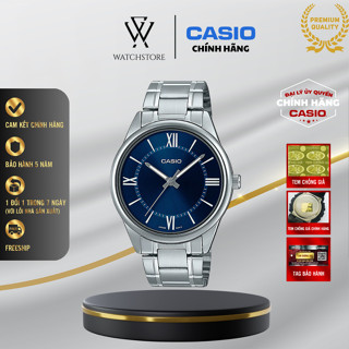 Đồng Hồ Nam Casio MTP-V005D-2B5UDF Mặt Kính Khoáng Màu Xanh Dạ Quang 40mm Sang Trọng Chống Nước Dây Kim Loại Chính Hãng