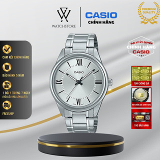 Đồng Hồ Casio Nam MTP-V005D-7B5UDF Màu Bạc Kim Trắng Dạ Quang Mặt Kính Khoáng 40mm Chống Nước Dây Kim Loại Không Gỉ