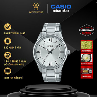 Đồng Hồ Casio Nam MTP-V005D-7B5UDF Màu Bạc Kim Trắng Dạ Quang Kính Khoáng 40mm Chống Nước Dây Kim Loại Không Gỉ