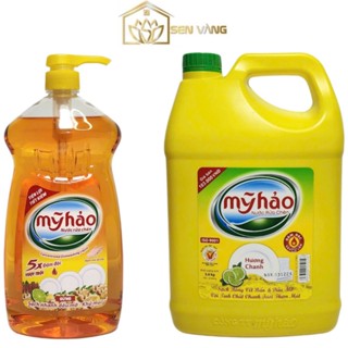 Nước rửa chén MỸ HẢO 1.5kg, 3.6kg - Tinh dầu chanh, gừng, trà xanh, bưởi - Đậm đặc, không hại da tay