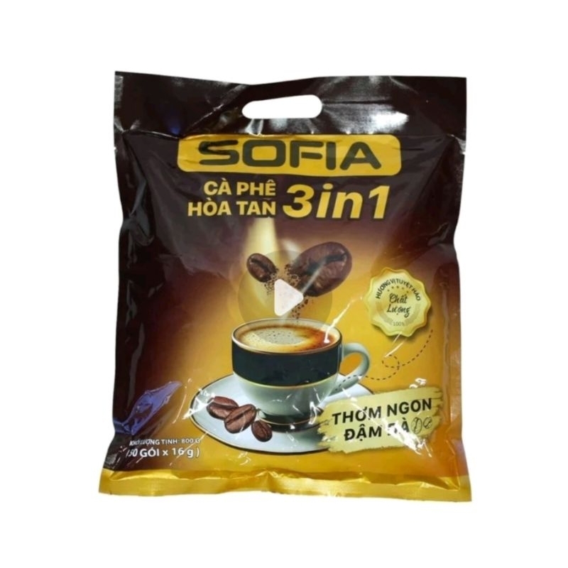 Cafe hòa tan 3in1 Sofia, thơm ngon đậm đà, chuẩn hương vị Cà Phê Daklak, 50 gói  Coffee