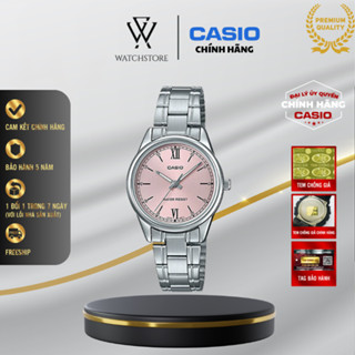Đồng Hồ Nữ Casio LTP-V005D-4B2UDF Màu Hồng Kim Bạc Dạ Quang Mặt Kính Khoáng 28mm Chống Nước Dây Da Kim Loại Chính Hãng