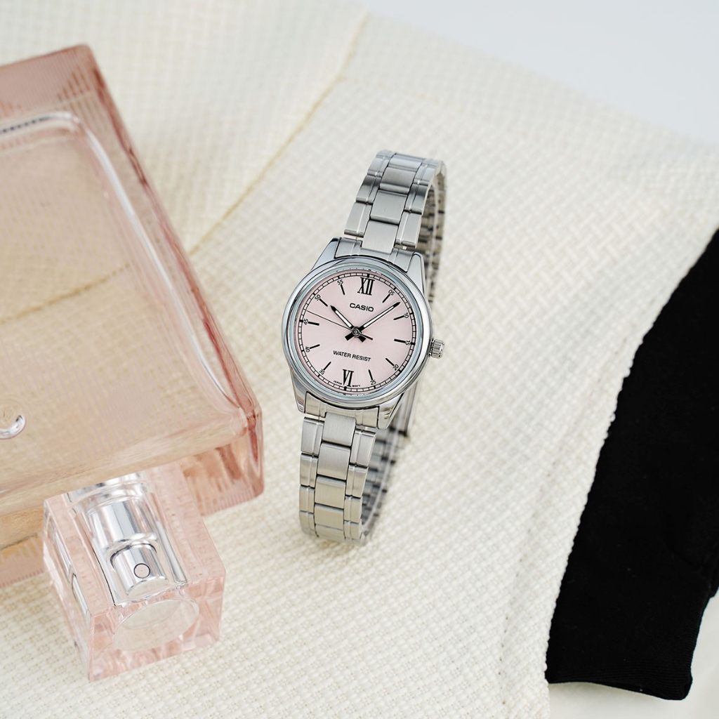 Đồng Hồ Nữ Casio LTP-V005D-4B2UDF Màu Hồng Kim Bạc Dạ Quang Mặt Kính Khoáng 28mm Chống Nước Dây Da Kim Loại Chính Hãng | BigBuy360 - bigbuy360.vn