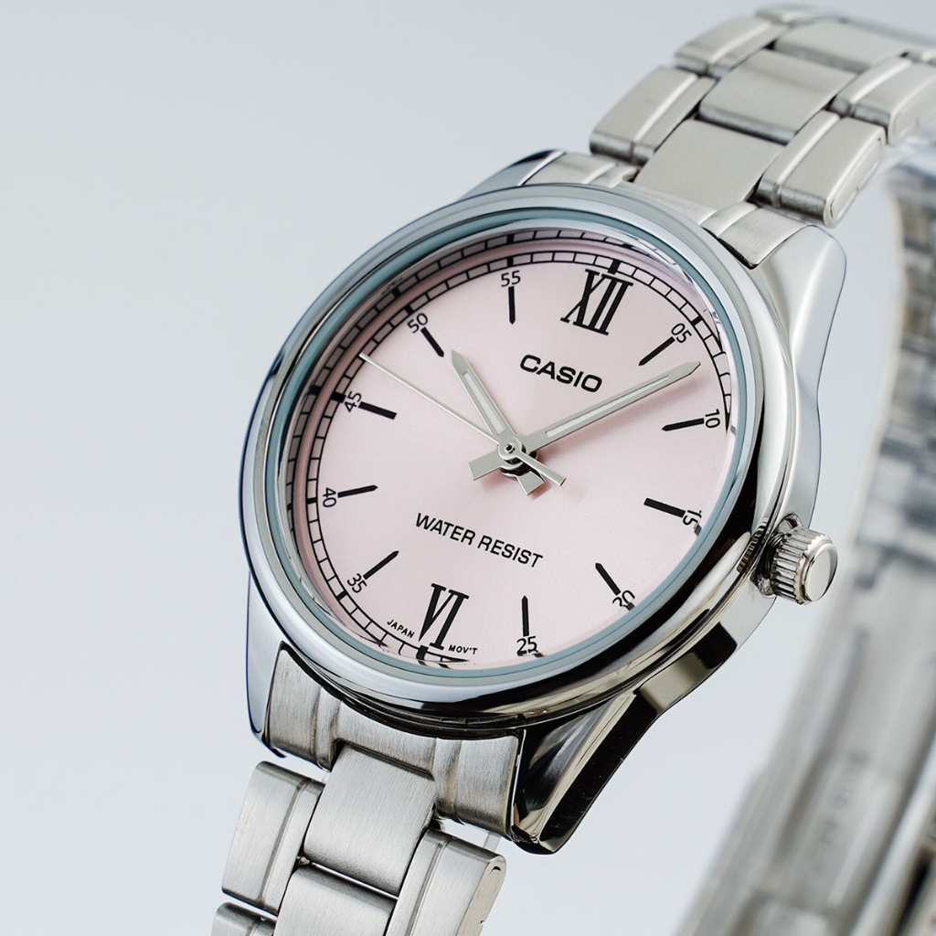 Đồng Hồ Nữ Casio LTP-V005D-4B2UDF Màu Hồng Kim Bạc Dạ Quang Mặt Kính Khoáng 28mm Chống Nước Dây Da Kim Loại Chính Hãng | BigBuy360 - bigbuy360.vn