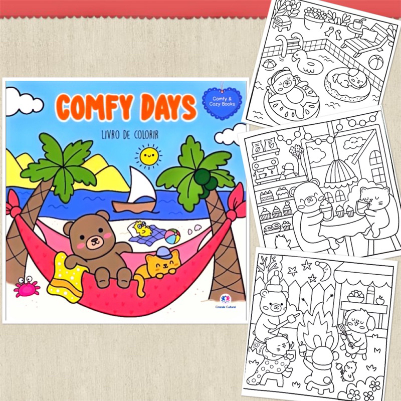 (Giấy 180gsm) Bộ tranh tô màu cute “Comfy days” gồm 24 tranh