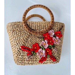 Giỏ lục bình macna quai mây ( Kt: 34x15xh22/32cm)