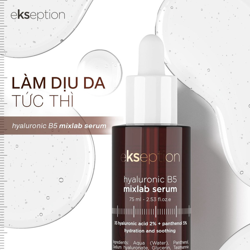 Serum Ekseption Hyaluronic B5, HA + 5% B5 dưỡng ẩm phục hồi da 75ml