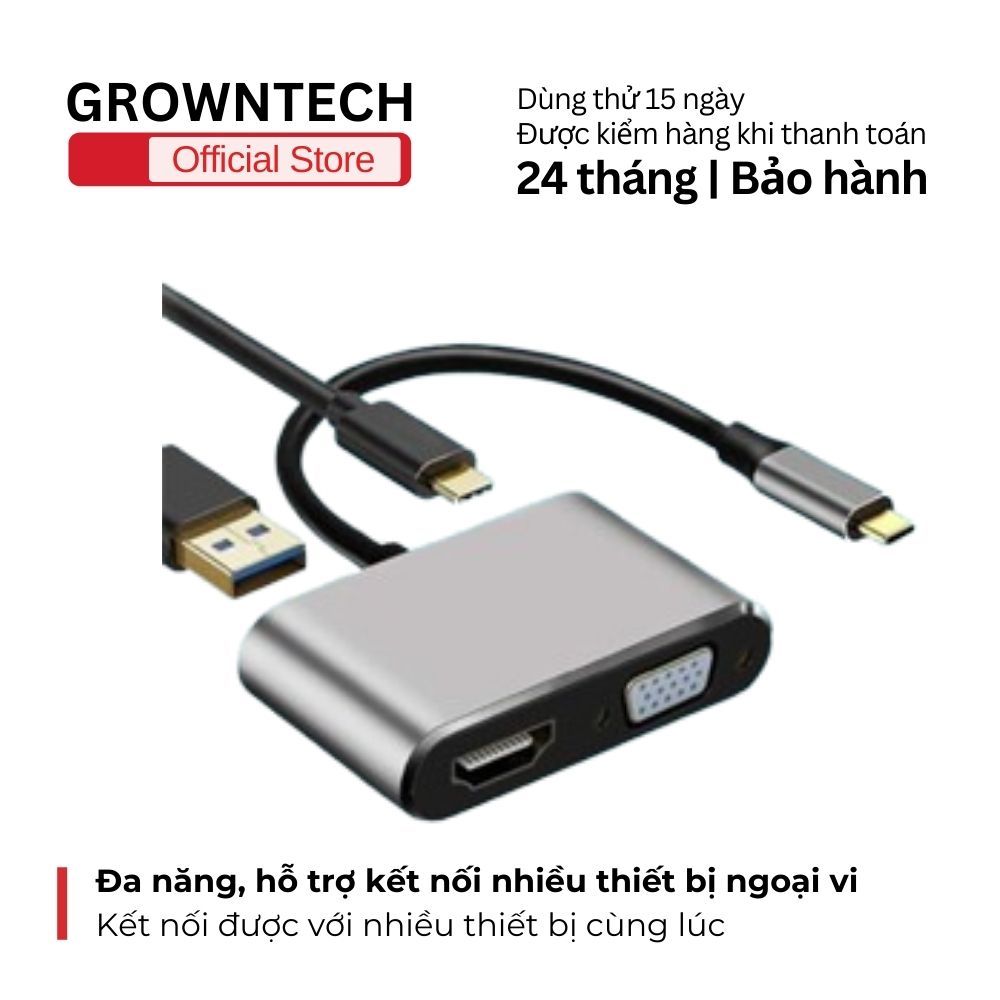 CÁP CHUYỂN TYPE-C RA HDMI + VGA + USB + TYPE-C