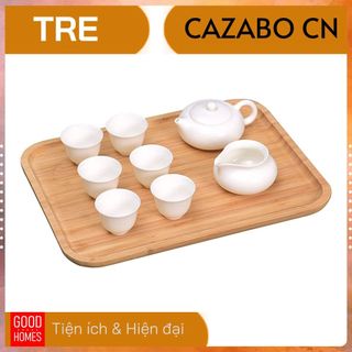Khay gỗ tre để ấm chén uống trà
