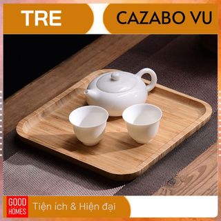 Khay gỗ tre để ấm chén uống trà