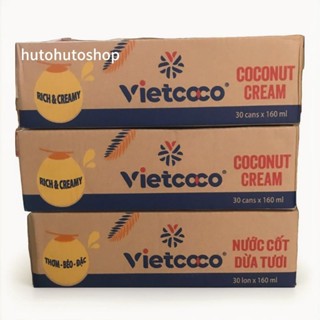 Thùng 24 Lon Nước Cốt Dừa Tươi Nguyên Chất Vietcoco Coconut Cream Đóng Hộp Lon 400ml và 160ml
