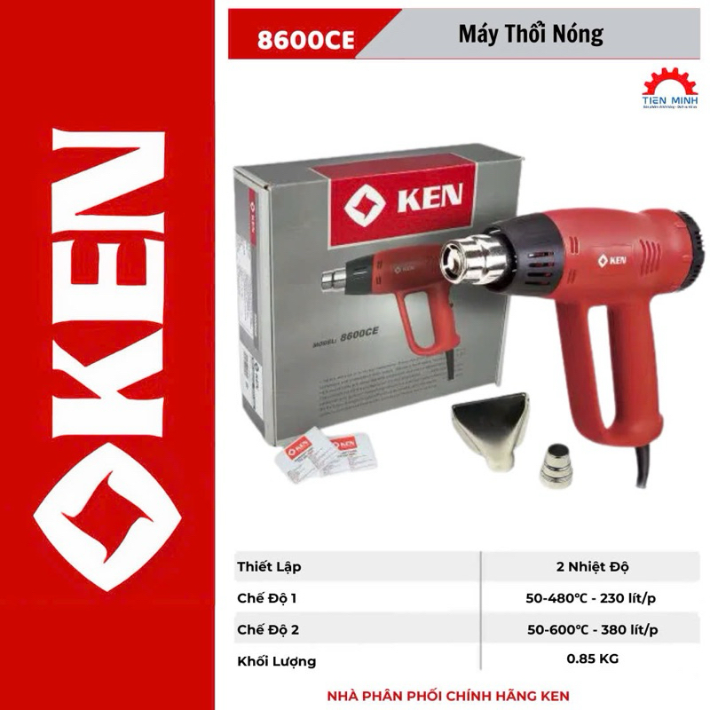 Máy thổi nóng Ken 8600CE - Công suất 2000W, Điều chỉnh nhiệt độ từ 60°C đến 600°C