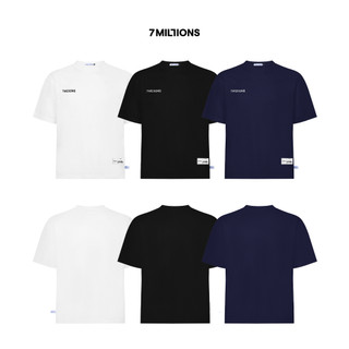  Áo Thun Cổ Tròn Basic Jersey Vải Lưới Unisex Form Boxy 7MILLIONS  Xanh Đen & Đen & Trắng  