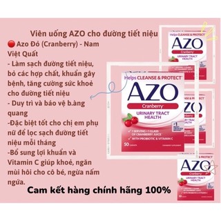 [CÓ CHE TÊN] AZO Cranberry hỗ trợ đường tiết niệu, khử mùi ,tạo vị ngọt tự nhiên, TRẮNG SÁNG DA