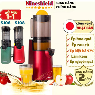 Máy ép chậm NINESHIED SJ08 ép trái cây rau củ, Máy ép hoa quả ép chậm ép kiệt bã công suất 250W không tắc nghẽn, làm kem