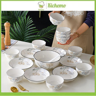 Bao vỡ Bát đĩa kim cương họa tiết hoa cúc gốm sứ ceramic cao cấp Chén dĩa kim cương sứ trắng dày dặn