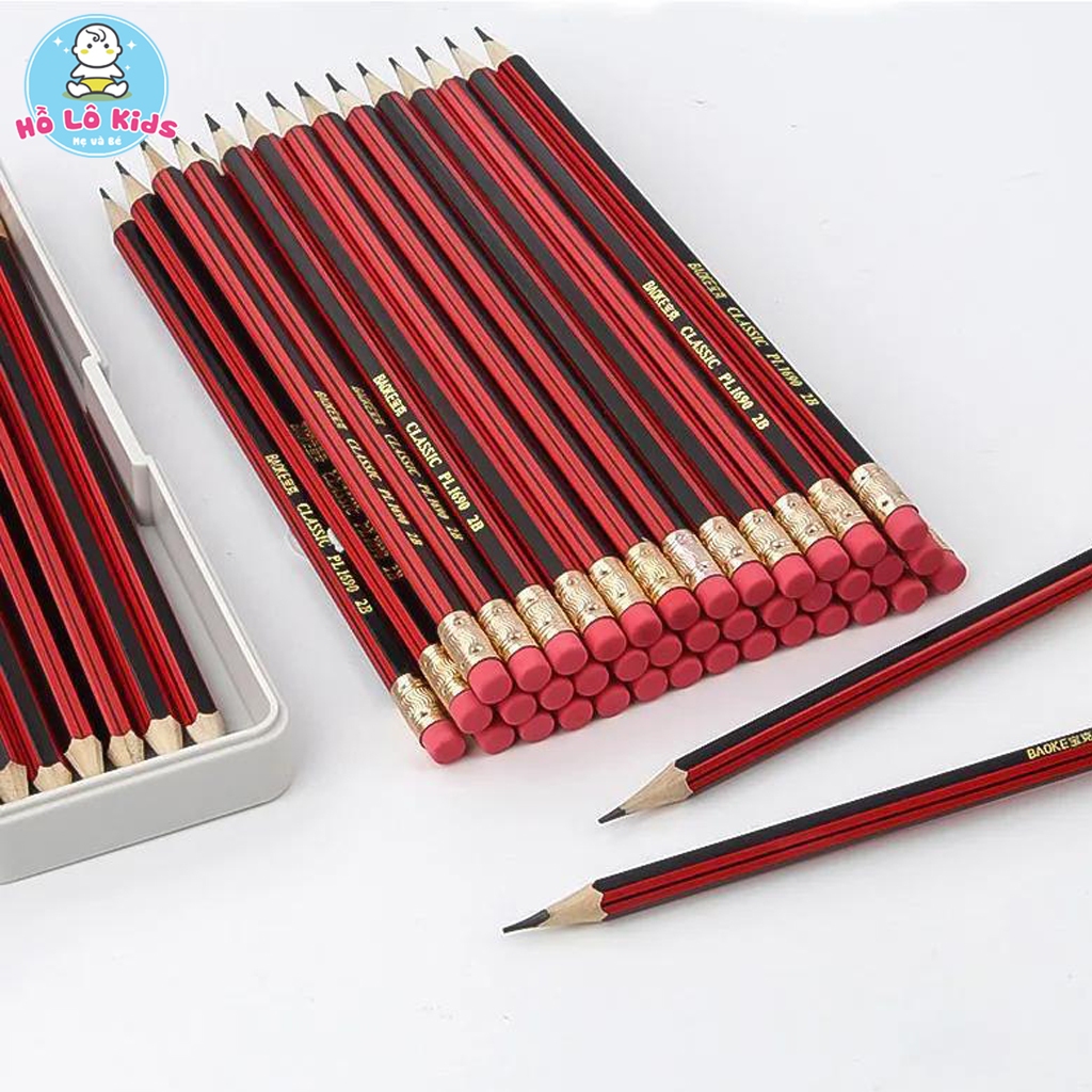 Set 20-50 bút chì đỏ đen HB kèm đầu tẩy cho học sinh Hồ Lô Kids