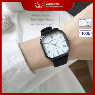  Đồng Hồ Đeo Tay Nam Nữ ROSIVGA Mặt Vuông Dây Da PU Phong Cách Doanh Nhân 